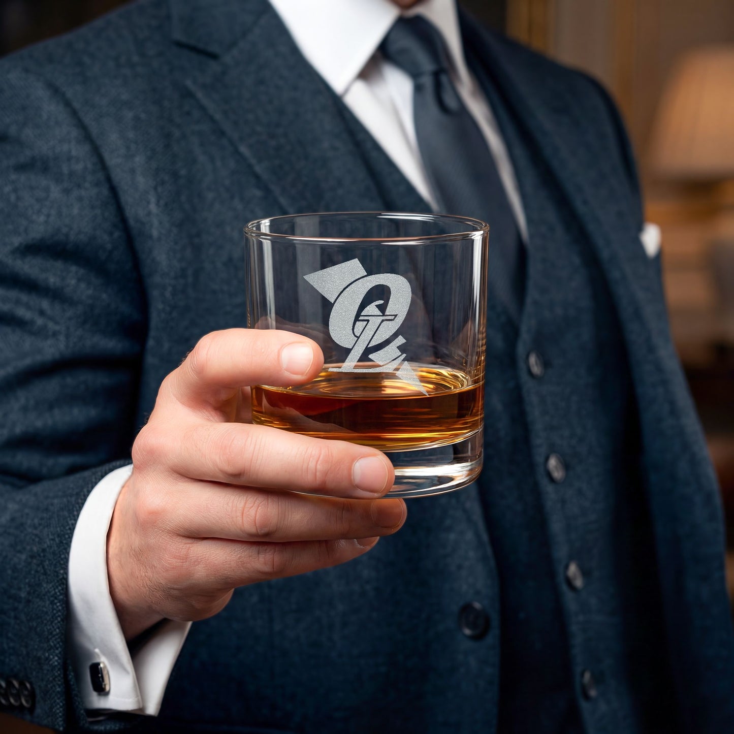 Lightning 10.5 oz Engraved Glass
