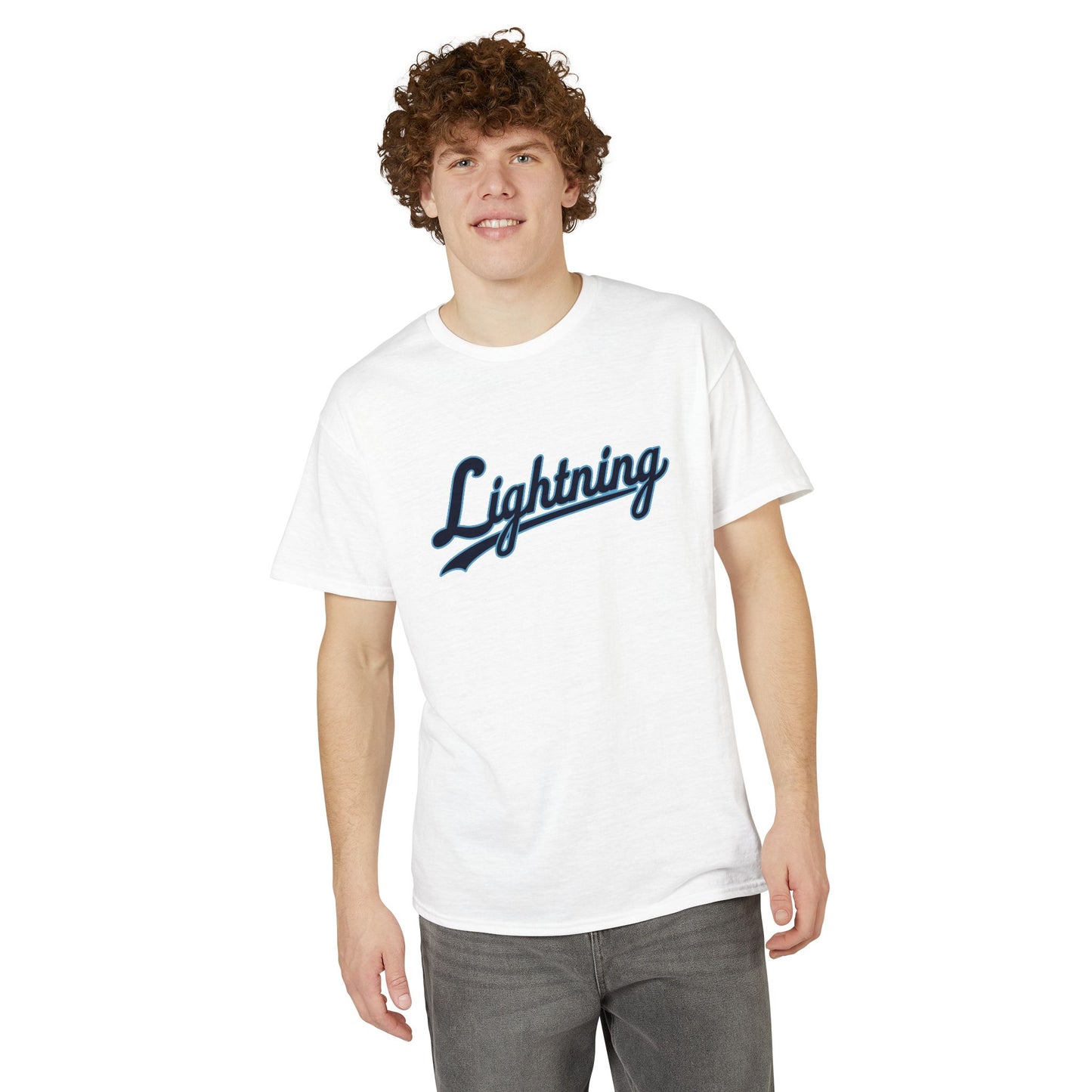 Men's Lightning Cursive Name & Number T-Shirt