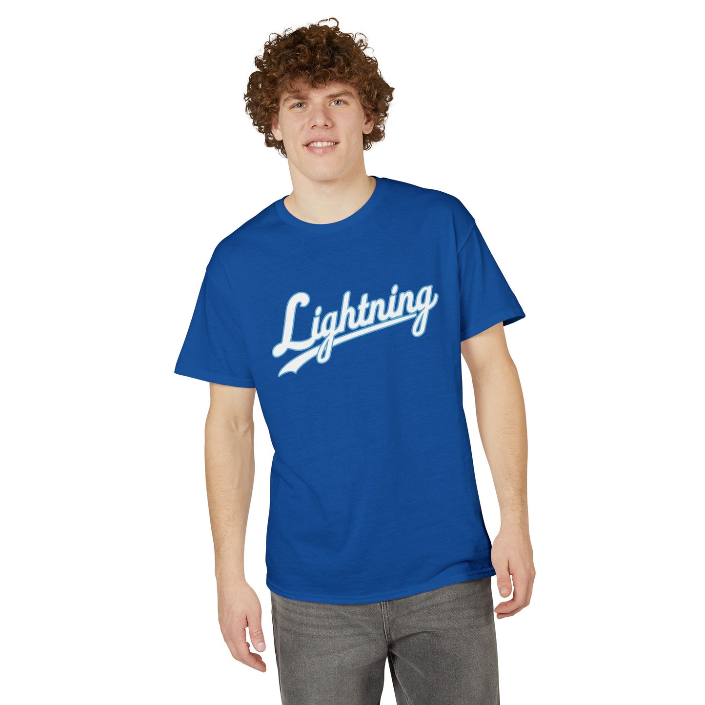 Men's Lightning Cursive Name & Number T-Shirt