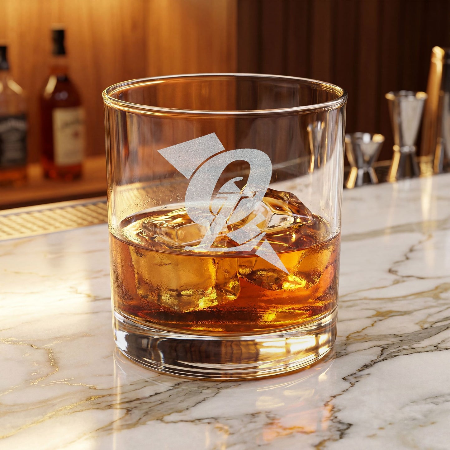 Lightning 10.5 oz Engraved Glass