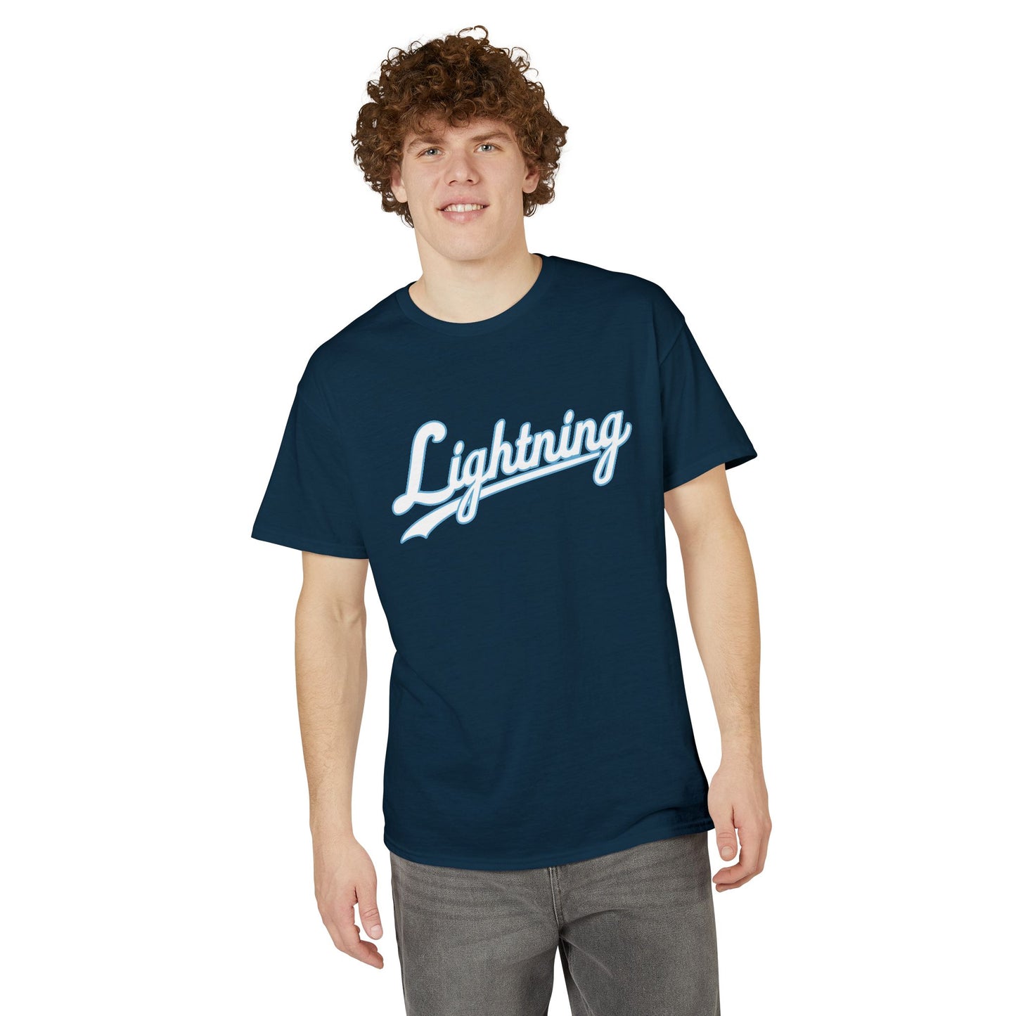 Men's Lightning Cursive Name & Number T-Shirt
