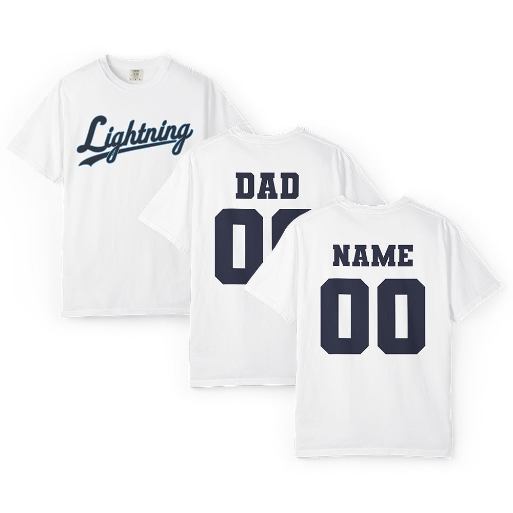 Men's Lightning Cursive Name & Number T-Shirt