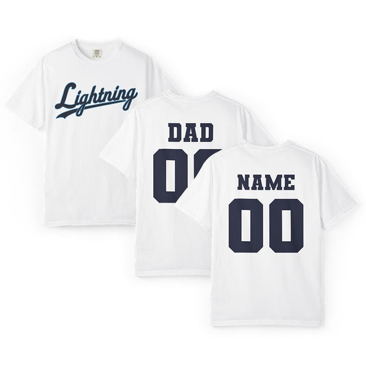Men's Lightning Cursive Name & Number T-Shirt